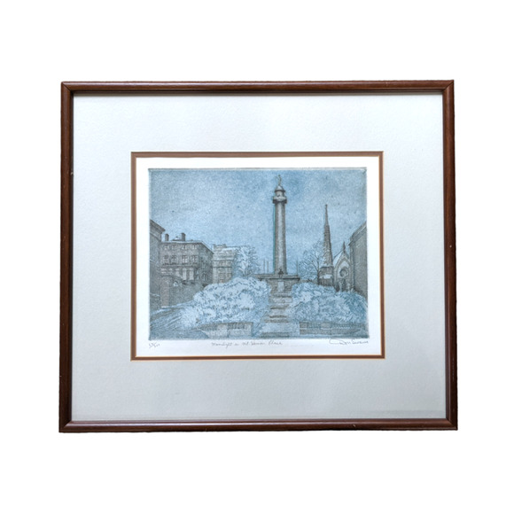 Don Swann (1889-1954), "Moonlight on Mount Vernon Place" Etching Signed & Framed - Picture 1 of 10